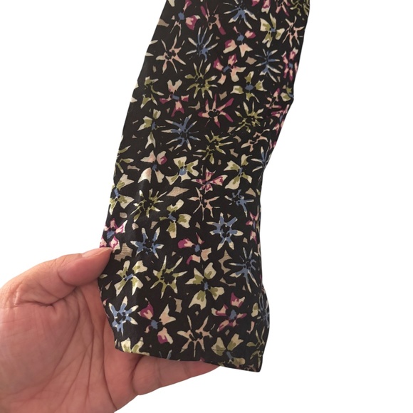 J. Jill Black Multicolor Floral Print Long Sleeve Blouse Women’s Medium - Picture 3 of 10